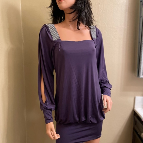 Baby Phat short purple Dress Snake Bite Rhinestone Accent Scoop Back. Size Small - Picture 3 of 12